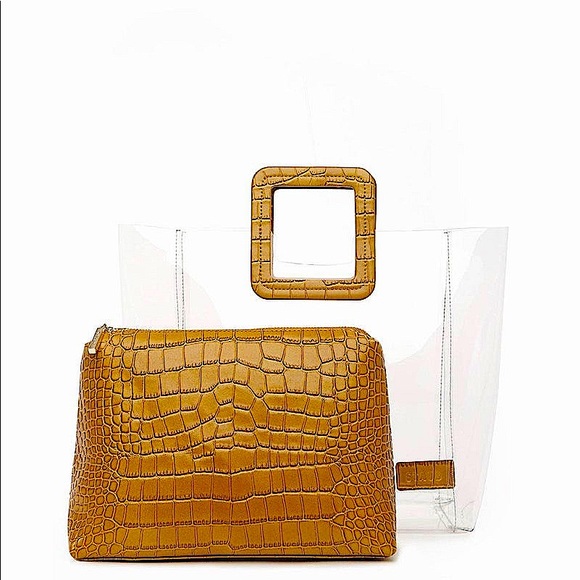 STAUD SHIRLEY BAG IN TAN CROC EMBOSSED - Picture 8 of 12